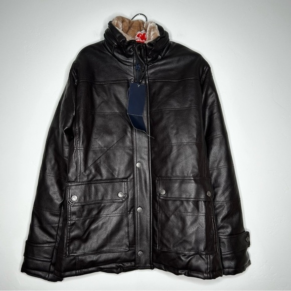 Emporio & Co Other - NWT‎ Emporio &Co Dark Brown Faux Leather Jacket Coat Size XXL Fits like a Large